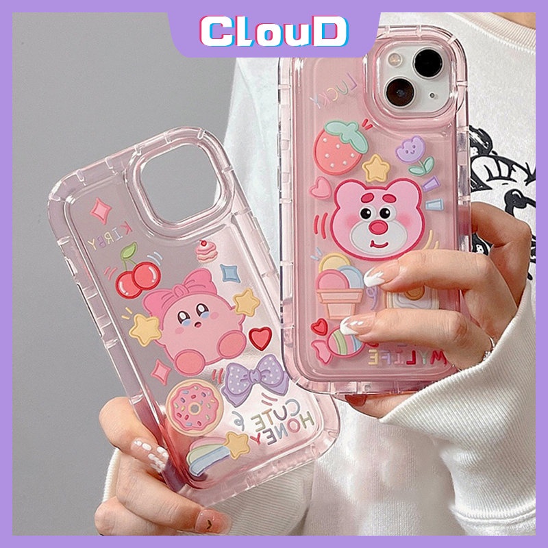 Cute Kirby Soft Tpu Case Untuk Samsung A04 A13 A32 A20 A50s A50 A12 A04s A02s A52s A23 A03s A30 A52 M13 A04E A03 A30s A11 Kartun Strawberry Bear Manyo Shockproof Airbag Cover
