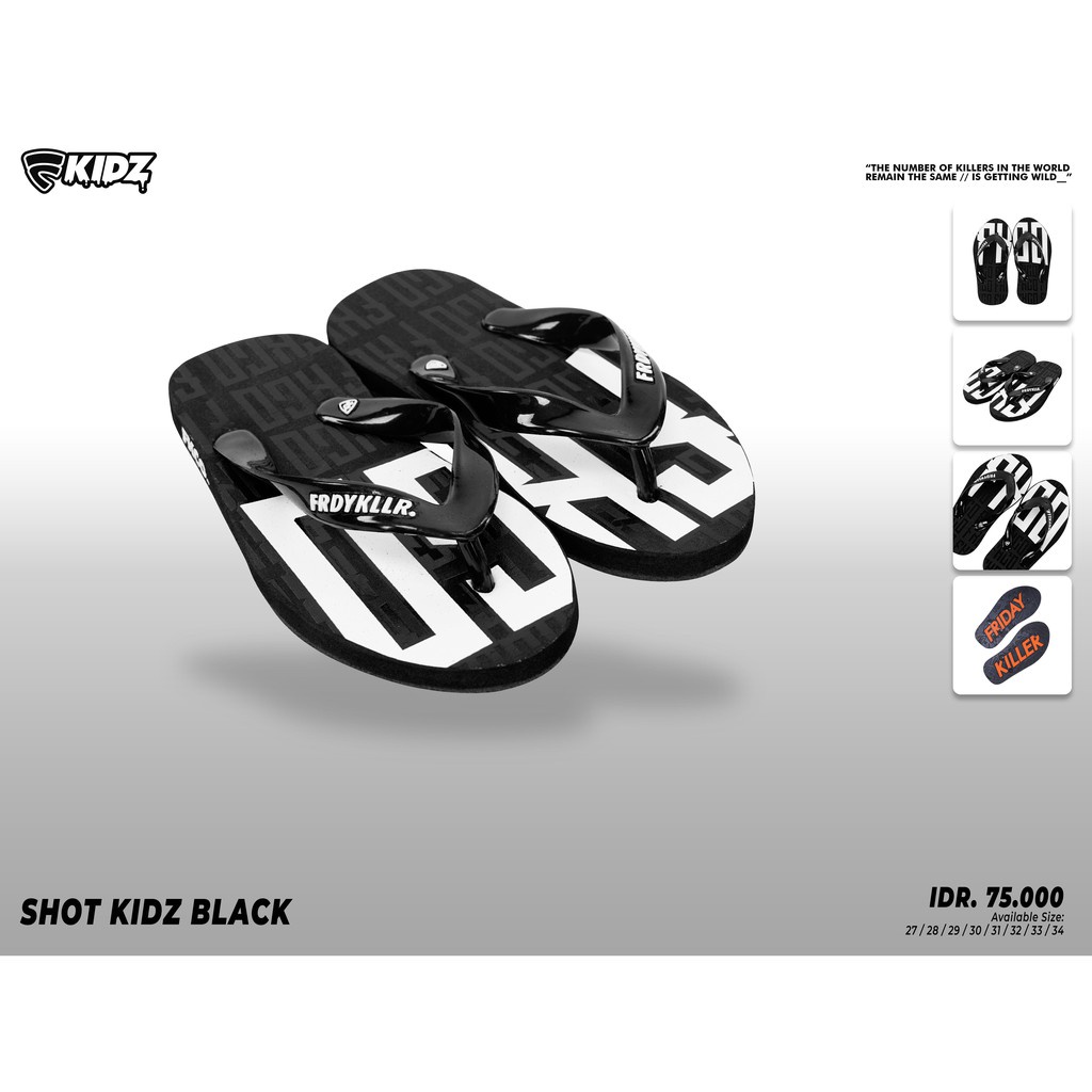 SANDAL JEPIT ANAK ANAK FRIDAY KILLER | SHOT KIDS BLACK