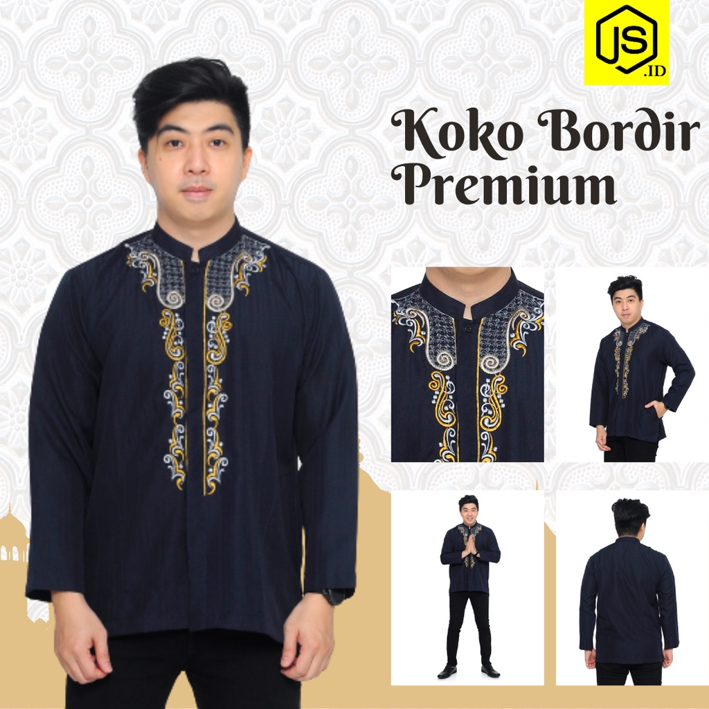 Baju Koko Pria Lengan Panjang Bordir Koleksi Pakaian Muslim Moslem Epic Kurta Bilal dan SemiJass Ter