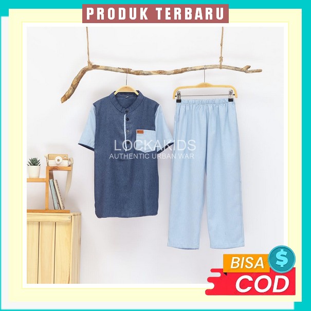 Stelan Baju Koko Kurta Anak 3 -12 Tahun Premium Original Branded Attaqi Set Muslim Ammar Kids Setela