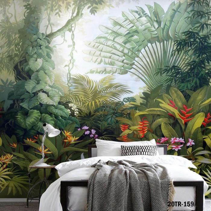 Wallpaper Custom Mural Photo Wall Background Tropical Daun Leaf