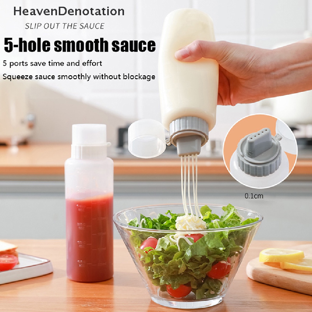 [HeavenDenotation] 1Pc 350 / 175ml 5 Hole Condiment Squeeze Bottles Ketchup Mustard Squeeze Bottle HDV