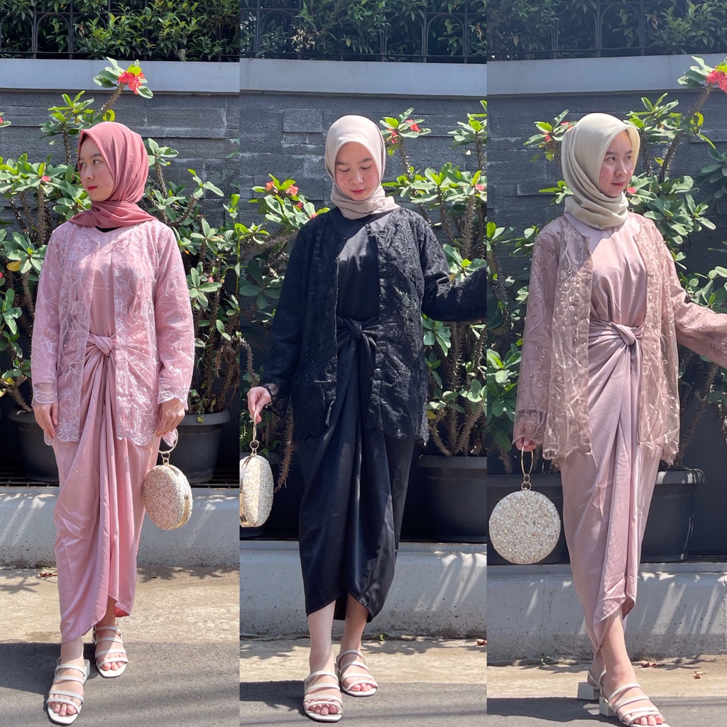 Kaftan Ikat Polos Free Outer Brukat Kaftan Set Outer