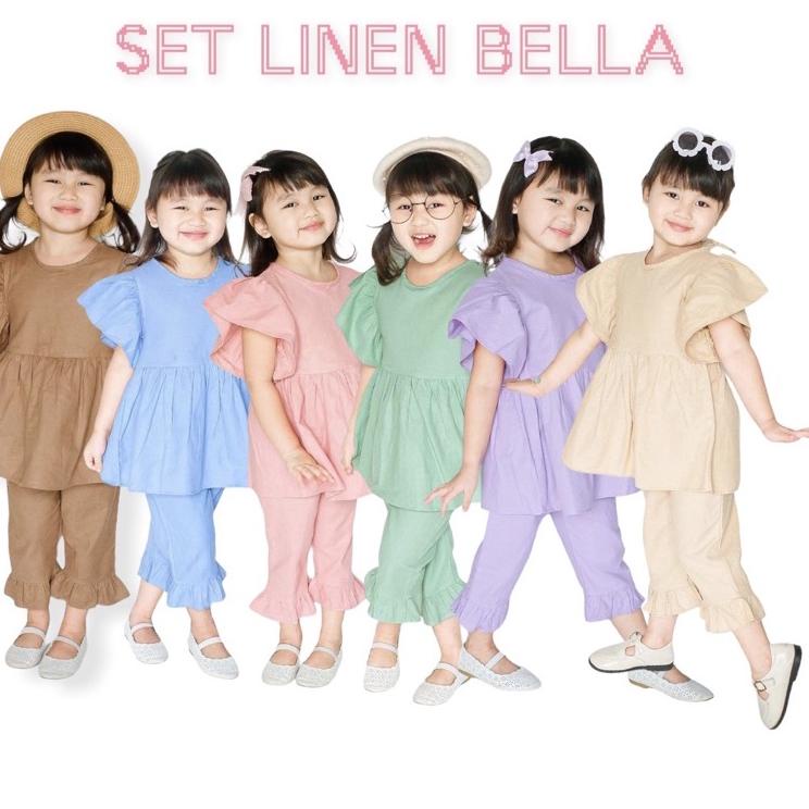 ➦ SETELAN BELLA Y - SET ANAK PEREMPUAN BAHAN LINEN ✺