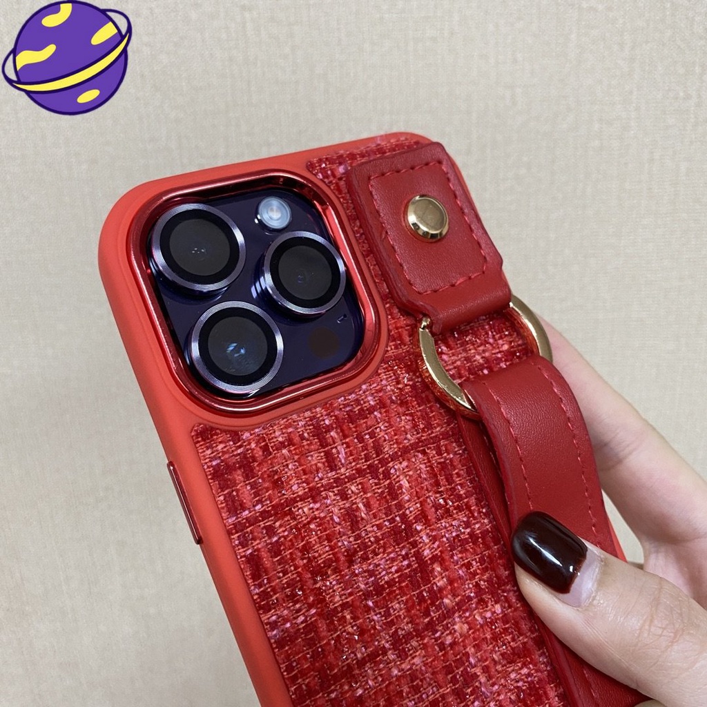 IPHONE Case Gelang Tangan Mewah Tinggi Merah China Untuk Iphone14 13 12 11 Pro Max14 Plus Mutiara Casing Belakang Lembut