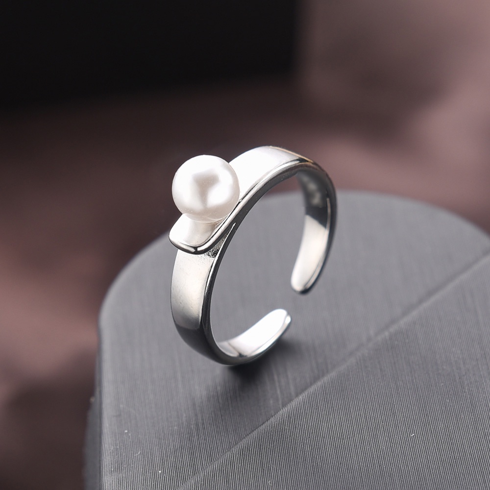 Ladies Fashion Perhiasan Pesta Rings Wanita Adjustable Open Simple Pearl Finger Ring Hadiah Yang Indah Elegan Pernikahan Pasangan Rings Halus