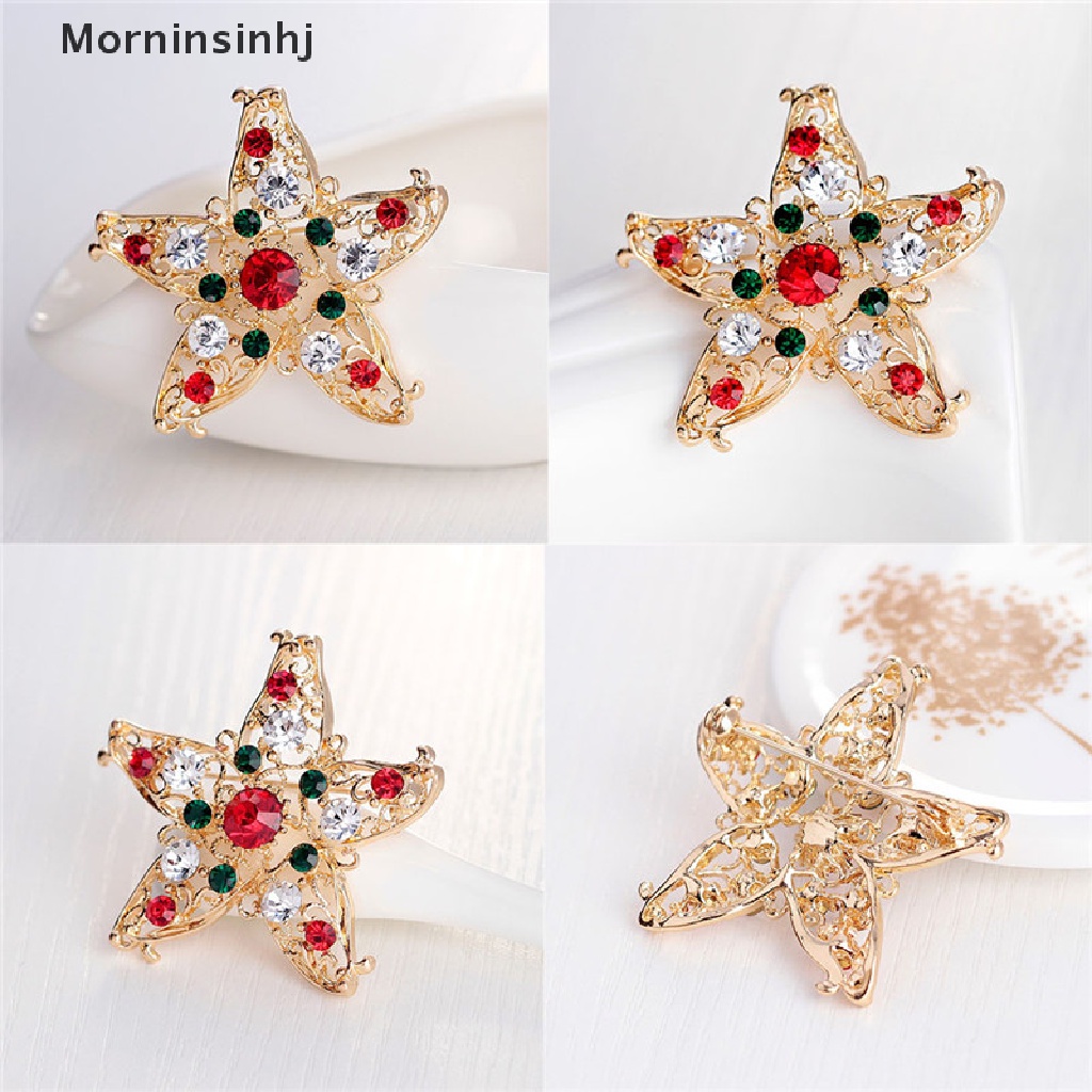 Mornin 1X Fashion Unisex Bintang Kristal Berlian Imitasi Snowman Natal Bros Pin Xmas Hadiah id