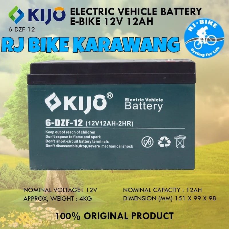 BATTERY/ACCU KIJO 12V 12AH 6-DZF-12 C2 1pcs UNTUK SEPEDA LISTRIK