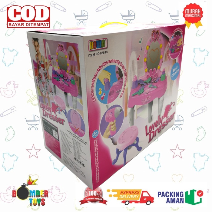 MAINAN ANAK PEREMPUAN MEJA RIAS LOVELY DRESSER BANGKU MUSIC LAMPU KADO