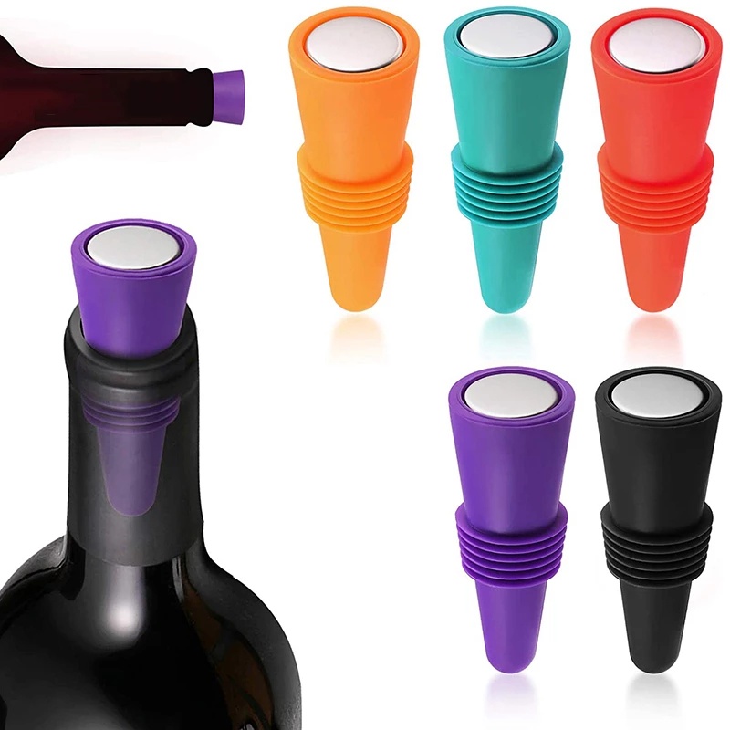 1pc Multicolor Silikon Champagne Stopper Vacuum Sealed Whisky Bottle Cap Universal Botol Plug Reusable Wine Bottle Stoppers Aksesoris Bar Dapur