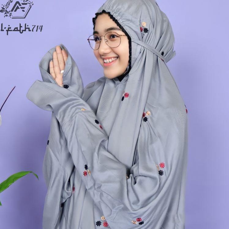 Tren Terbaru Mukena Terusan Dewasa bordir bunga melati mukenah lajuran mukena rayon