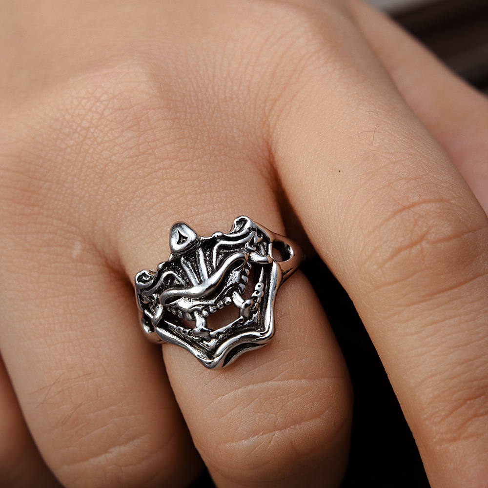 Wanita Pria Kreatif Wajah Setan Punk Jari Cincin Fashion Perhiasan Gaya Gothic Jalan Hip Hop Pesta Rings Adjustable Open