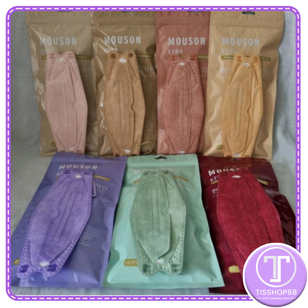 KF 94 MOUSON WARNA 4PLY TERBARU MASKER KF 94 KOREA (TALI SENADA) KF94 MOUSON