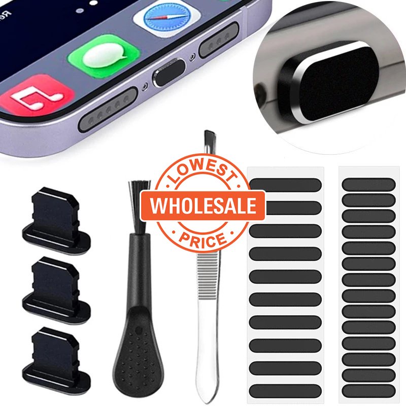 [Grosir] Kit Telepon Terompet Speaker Charging Port Protector Pinset Alat Lubang Earphone Anti Debu Sikat Pembersih Self-adhesive Net Universal Debu Plug Mesh Cover Sticker