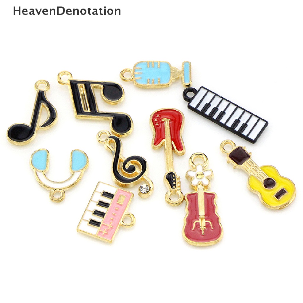 [HeavenDenotation] 10pcs/set Musik Music Note Enamel Ch Liontin DIY Gelang Kalung Anting Membuat Perhiasan Aksesoris HDV