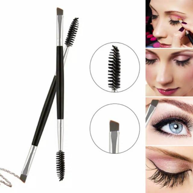 DOPPIO SIKAT DAN KUAS ALIS 2IN1 ( Kuas + Spoolie ) Eyebrow Brush 2 in 1