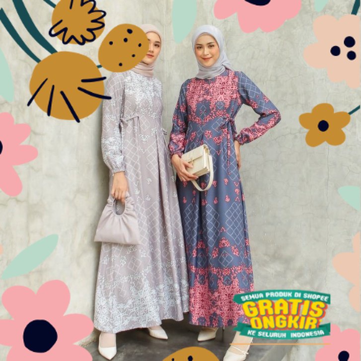 Le Khari Dress Viona Gamis Maxmara Busui Size S - XL / cream krim