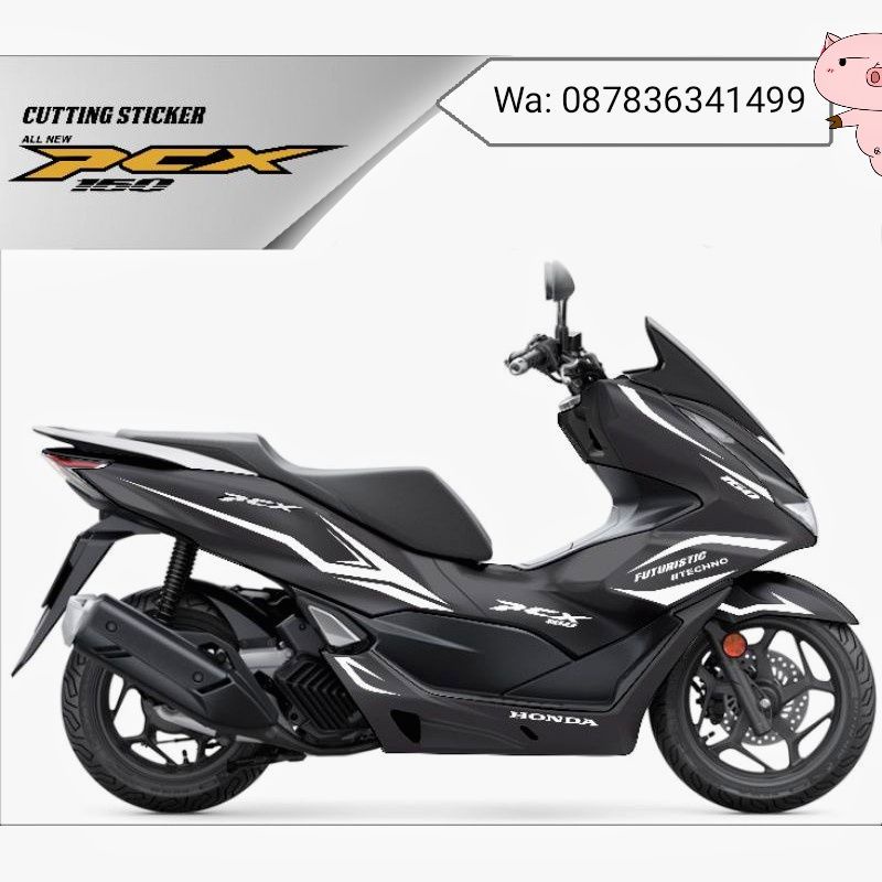 (PREMIUM) Stiker Pcx 160 Cutting Stiker Honda Pcx 160 body hitam sticker putih