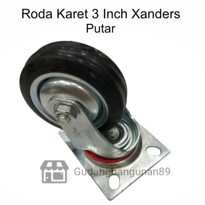 Roda Troli Etalase Karet Hitam Xanders 3&quot; i1n Mati Hidup Putar Rem PCS