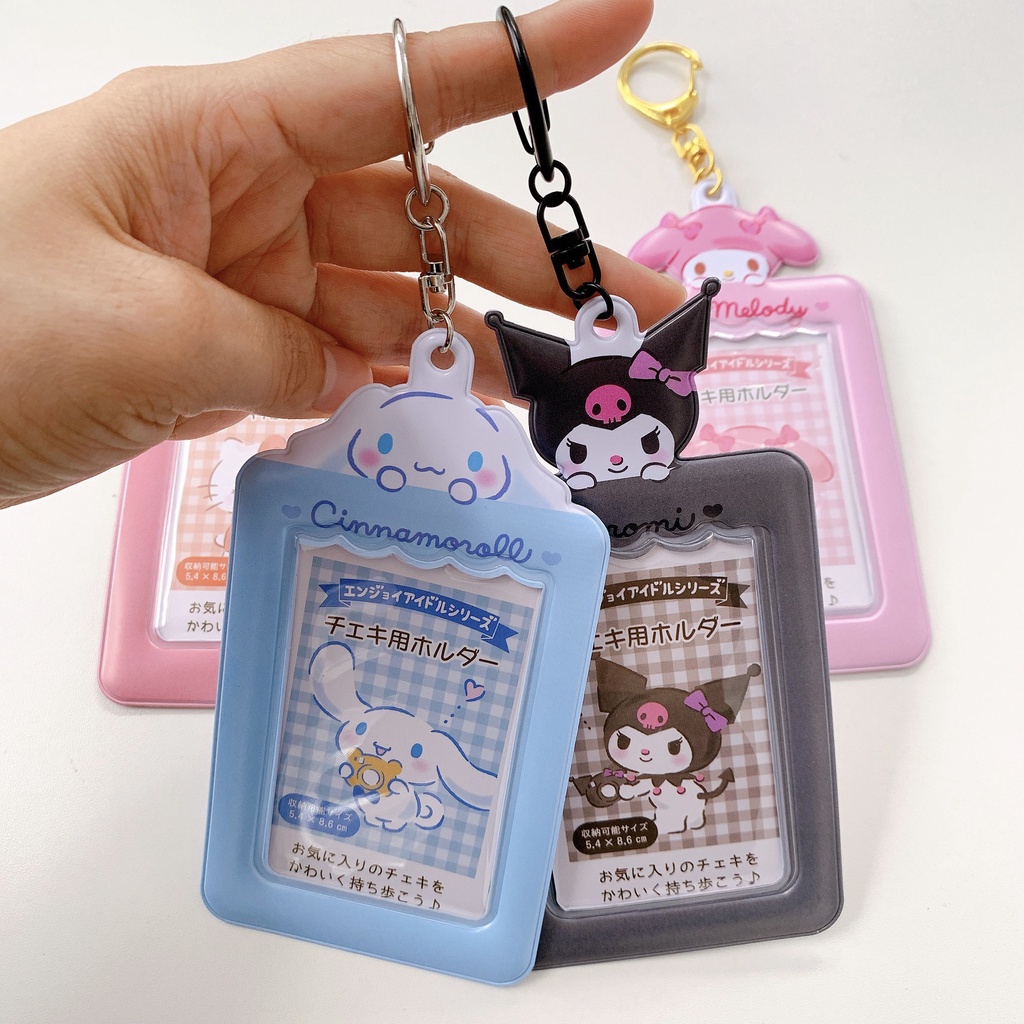 Sanrios Sweet Korean ID Photo Protect Case Gantungan Kunci Kuromi HelloKitty My Melody Phone Protector Bag Gantungan Kunci Mobil