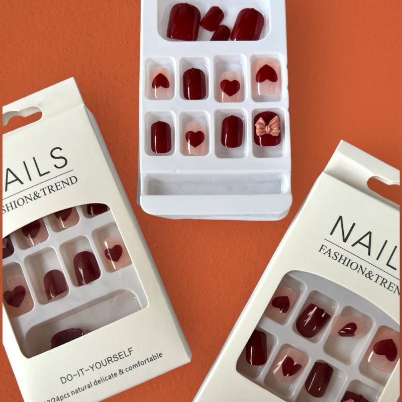 12 PCS KUKU GAYA MOTIF LUCU / FAKE NAILS FASHION TAHAN AIR / FREE LEM