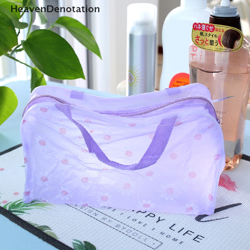 [HeavenDenotation] 1pc Tas Kosmetik Transparan PVC Tas Makeup Bening Untuk Wanita Gadis Tahan Air Ritsleting Beauty Case Travel Toiletry Bags Handbag HDV