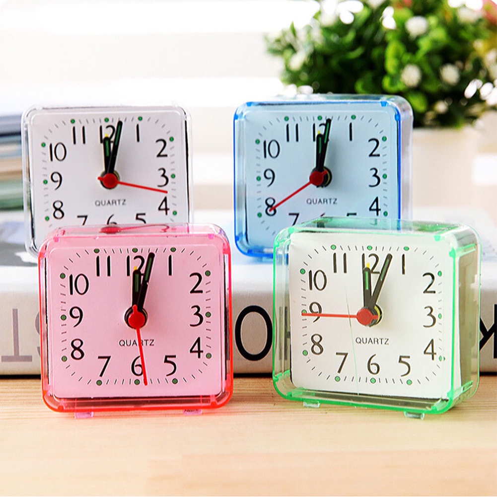 ღ Jam Meja Persegi Lucu Jam Alarm Pagi Jam Alarm Kamar Tidur Samping Tempat Tidur Kantor Elektronik Jam Kreatif Meja Dekorasi Aksesoris Kamar Tidur