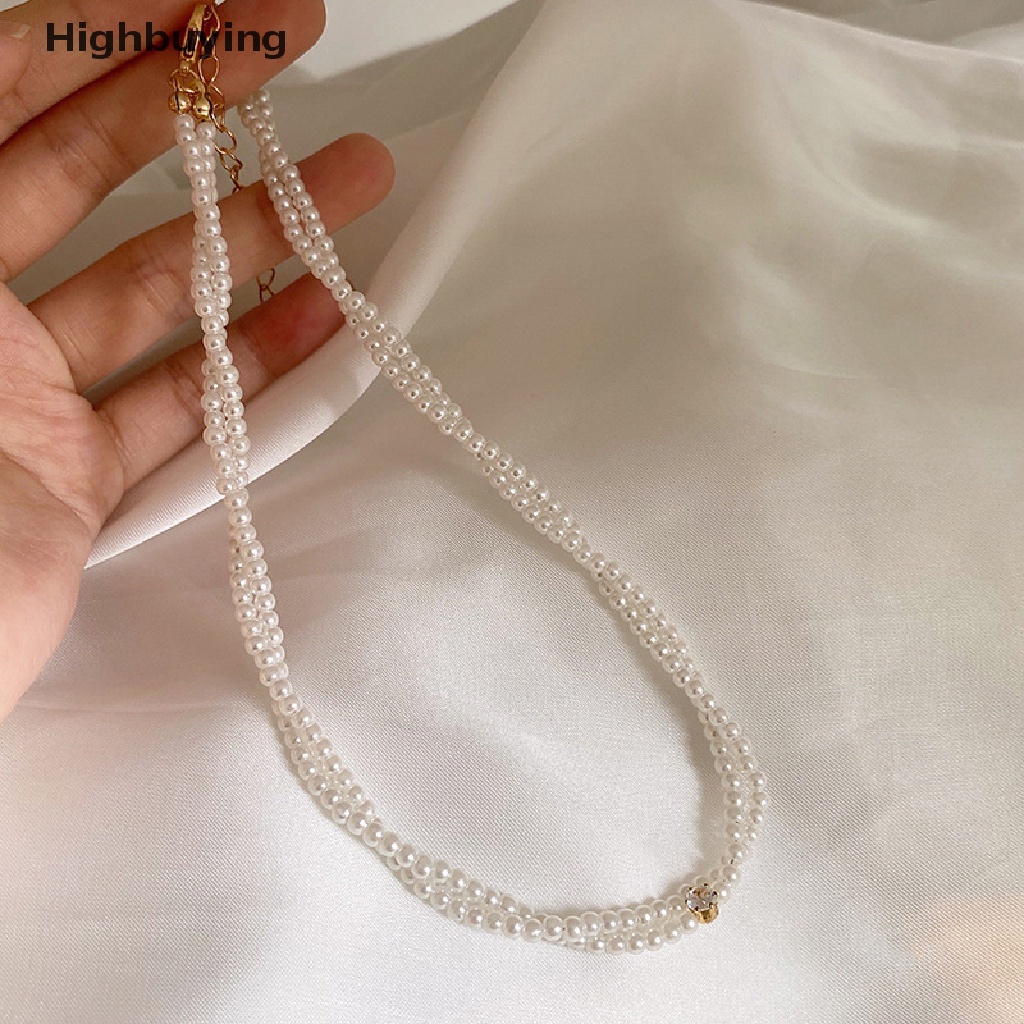 Hbid Fashion Perhiasan Halus Kalung Choker Double Layer Mutiara Sederhana Populer Kalung Pernikahan Wanita Kalung Pesta Perhiasan Hadiah Glory