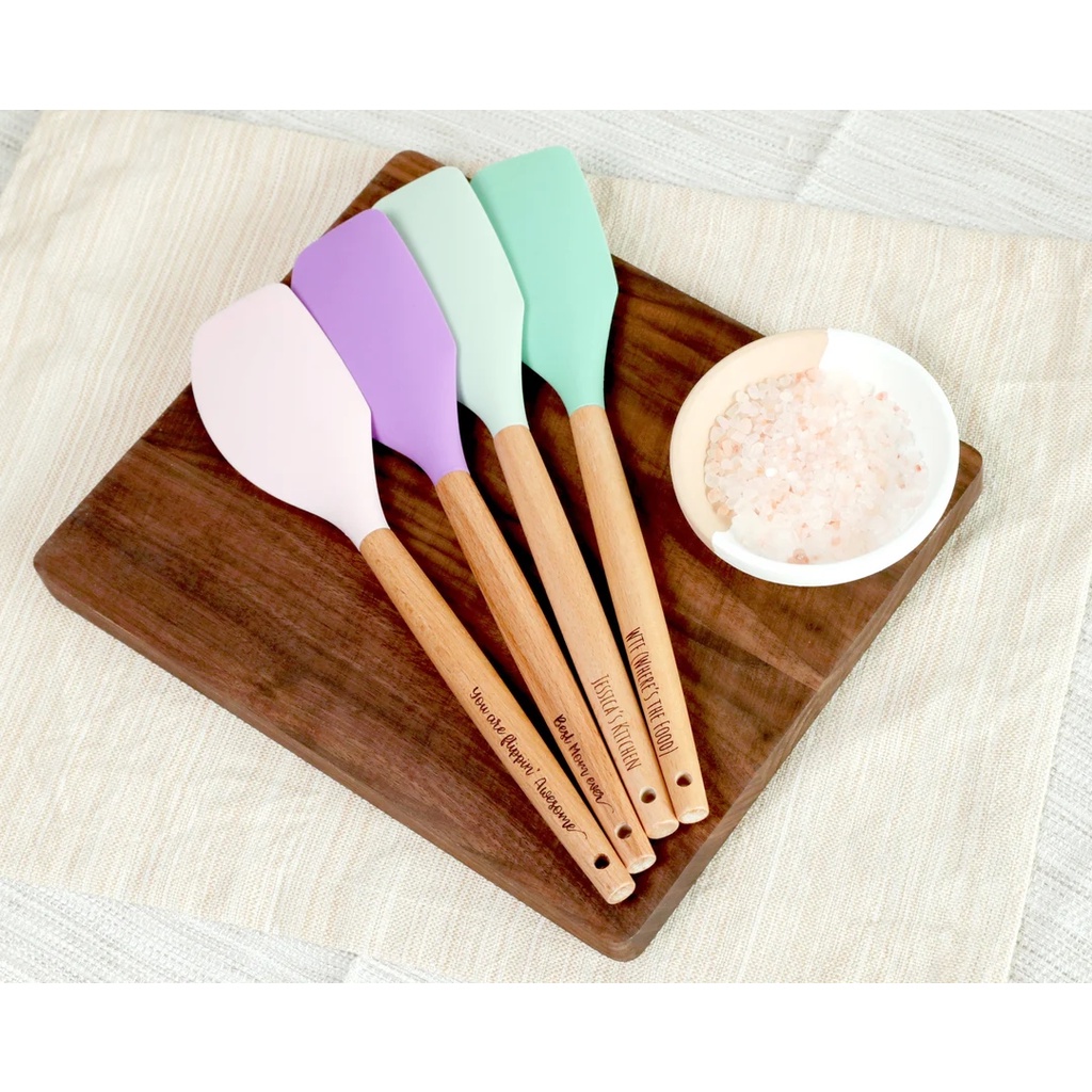 Scrapper Silicone Kayu Premium Sodet Silikon Tahan Panas Spatula Sodet Sutil Scrapper Silikon Premiu