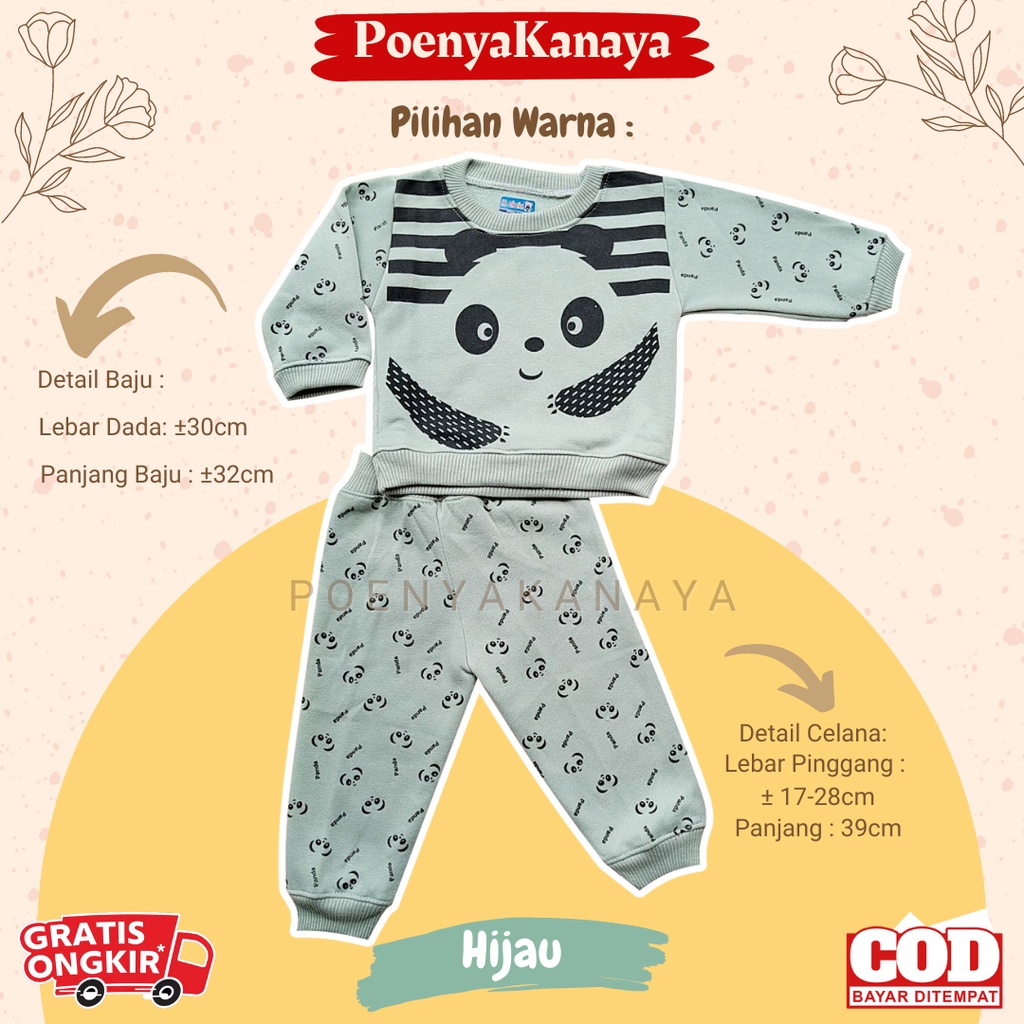 Setelan Sweater Jaket Bayi Anak Panjang PANDA HBc Size 6-18 Bulan SPY60