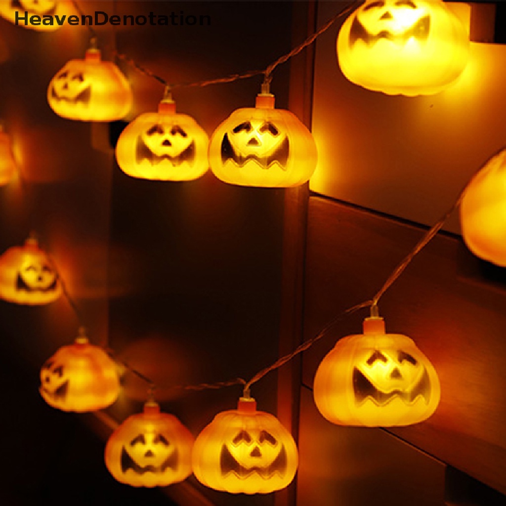 [HeavenDenotation] 2m 10lampu LED Horror Halloween Lampu Labu String Lampu DIY Gantung Pesta HDV