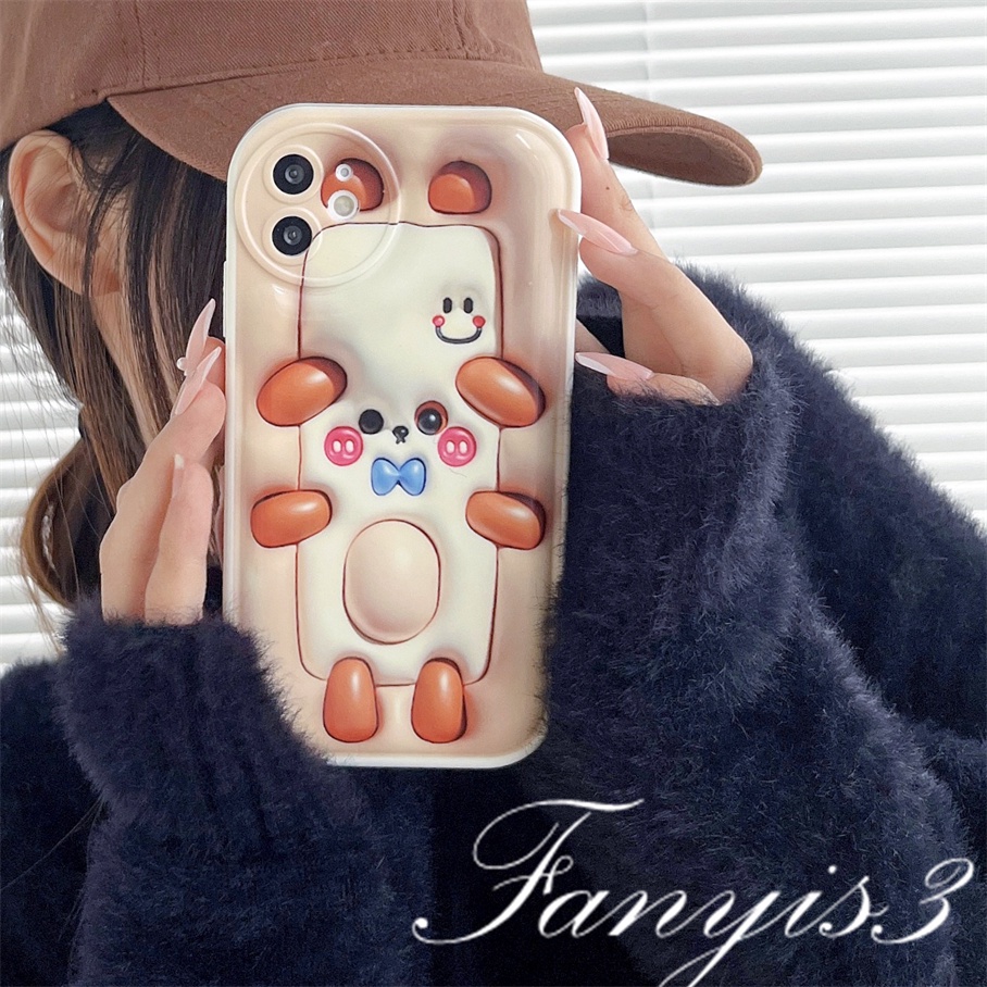 Compatible For iPhone 14 13 12 11 Pro Max X XR Xs Max 8 7 6 6s Plus SE 2020 Kompatibel Untuk Anjing Lucu 3D Vision Phone Case TPU Soft Cover Pelindung