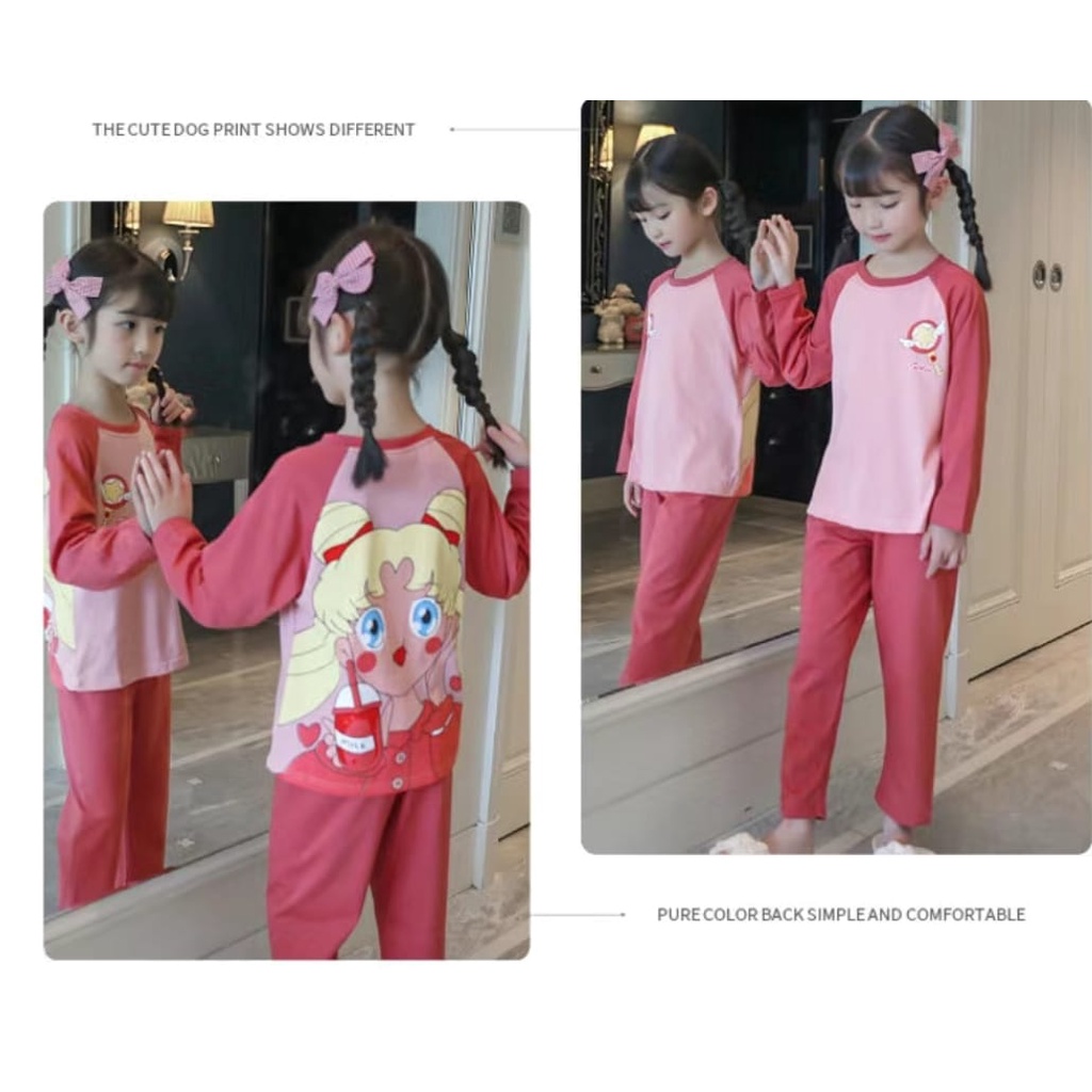 Baju tidur piyama anak motif bisa cewek cowok bahan kaos import pp
