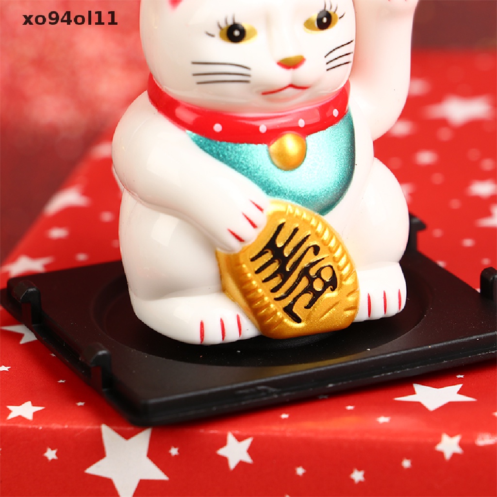 Xo Mini Fashion Art Craft Solar Miniatur Kucing Keberuntungan Kartun Lucky Cat Figurine OL