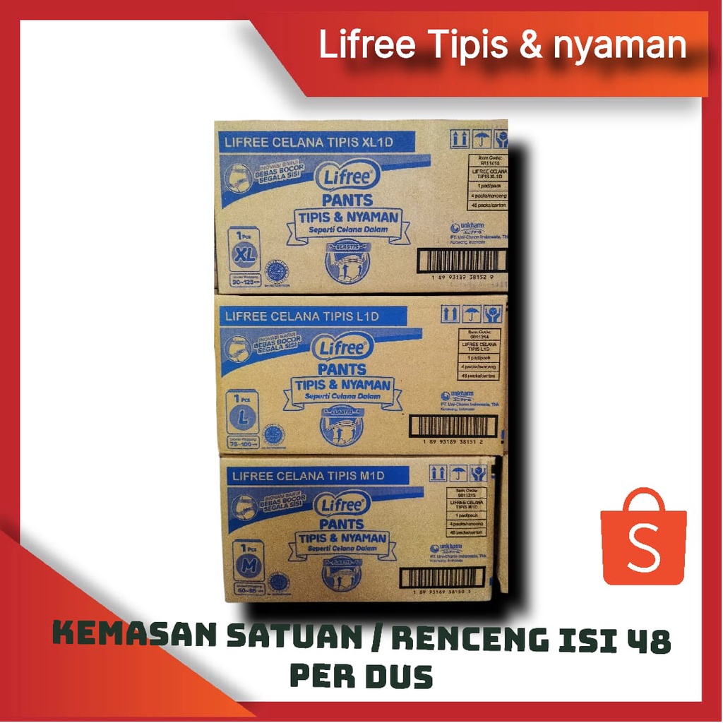 Lifree Pants Popok Celana Dewasa Popok Dewasa M / L / XL [48 Pcs/Dus]