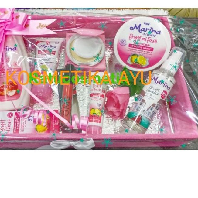 ☆ Paket Seserahan Murah Marina/ Paket Seserahan Kosmetik Marina  Gratis box ▲