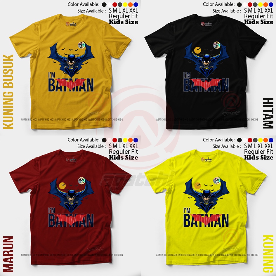 Baju Kaos Atasan Anak Laki - Laki Agatchi Motif Batman V2