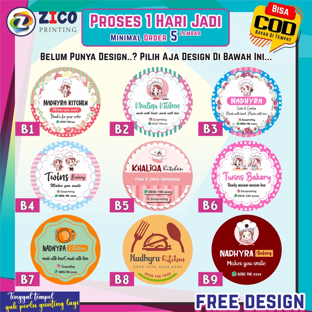 

CETAK STIKER LABEL MAKANAN CUSTOM+CUTTING (BULAT)