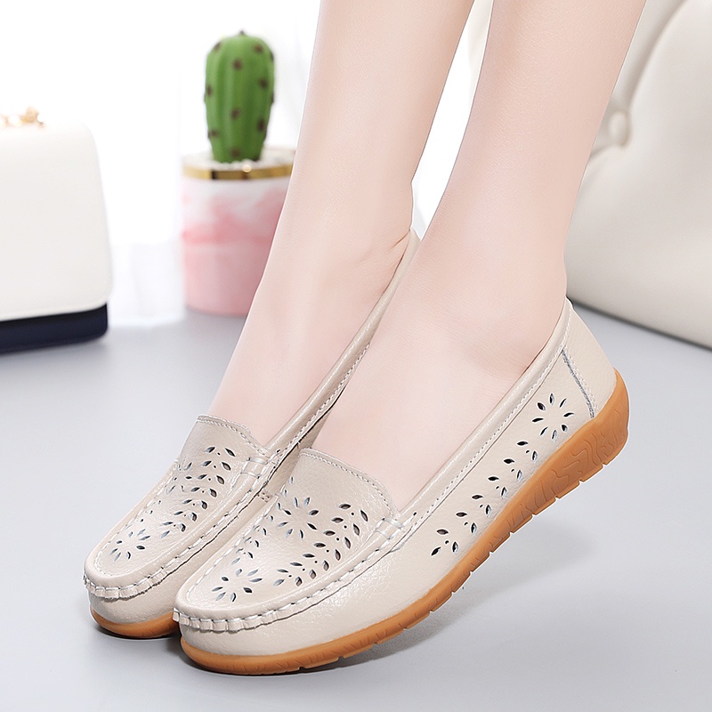 FOKU Sepatu Flat Wanita Sepatu Kulit Wanita Flatshoes Karet