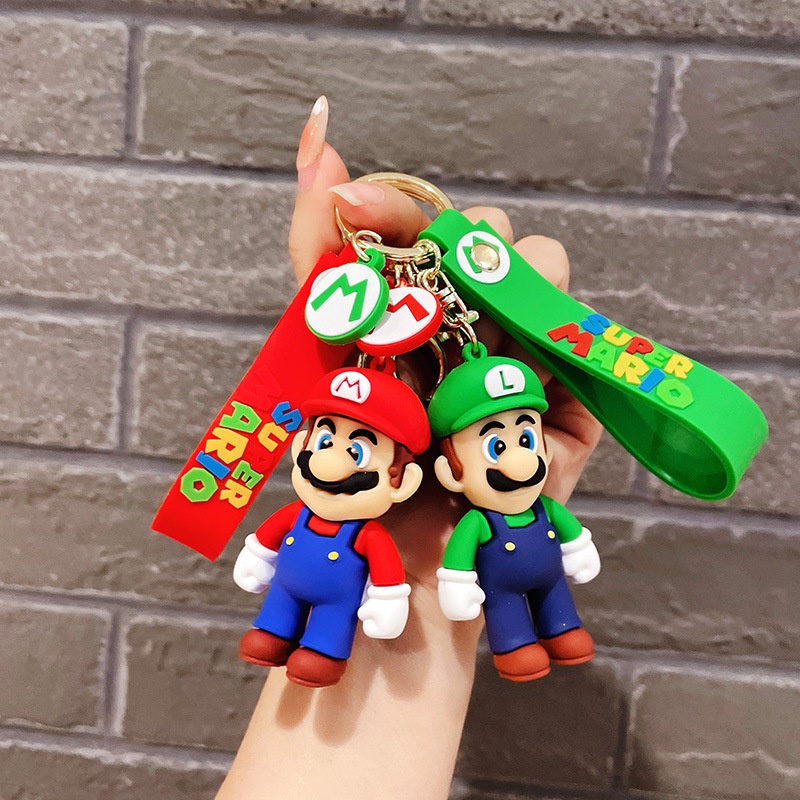 Kawaii Super Mary Gantungan Kunci Kartun Lucu Princess Yoshi Mario Brothers Car Key Ring Liontin Tas Sekolah Dekorasi Mainan