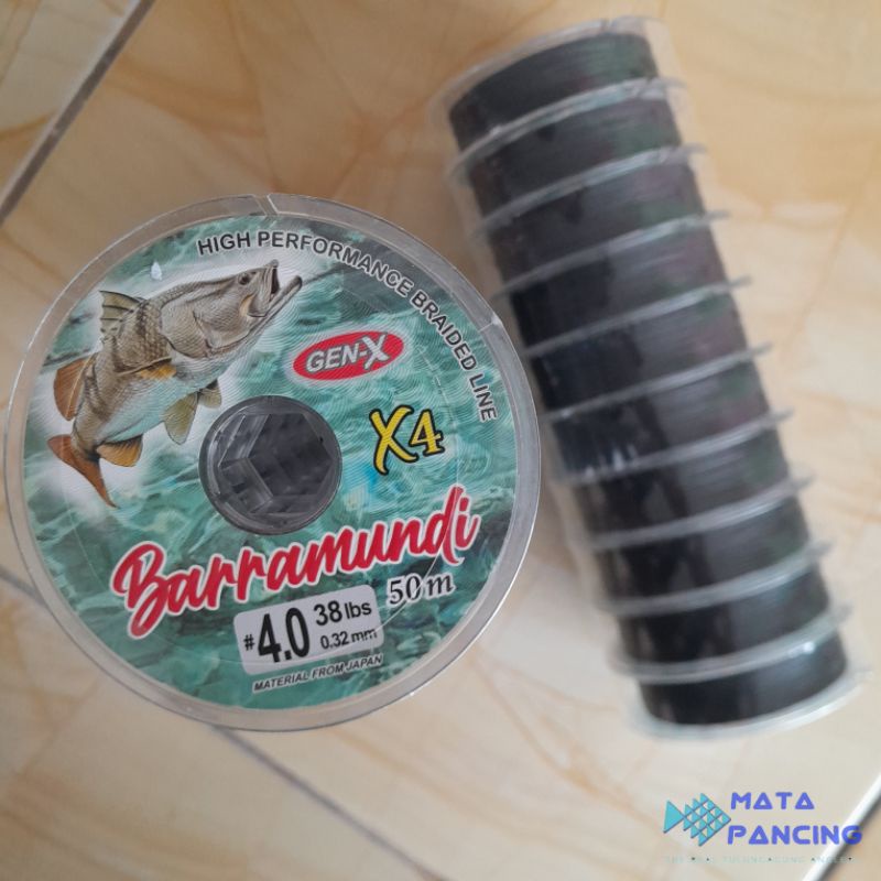 Benang Pancing PE Gen-X Barramundi x4 50m connecting solid colour baramundi