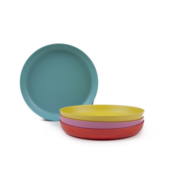 EKOBO Bamboo Kids Plate Set Of 4 - Piring Makan Anak Peralatan Makan Baby MPASI Piring Bamboo