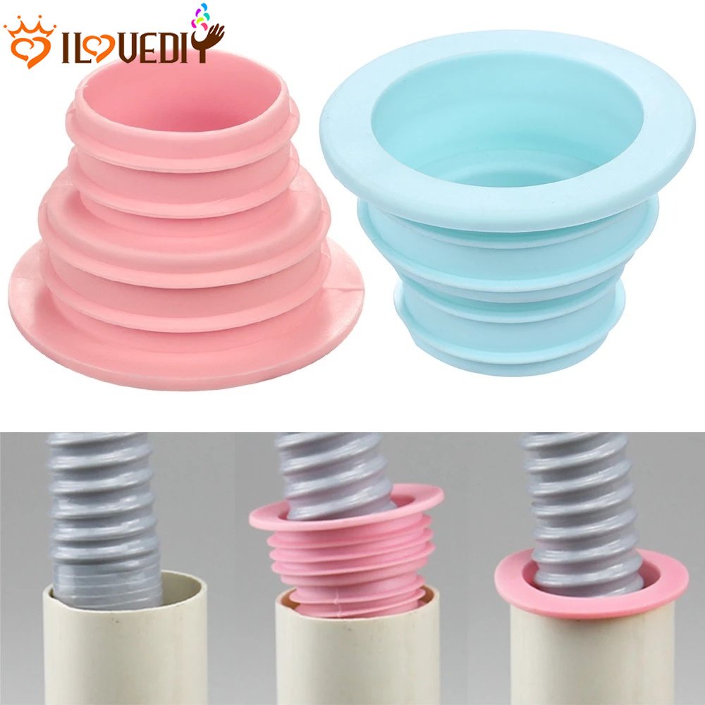 1pc Warna Random Teleskopik Anti-blocking Aksesoris Mesin Cuci Bathtub Pipa Drain Plug Selokan Anti Bocor Sealing Ring Serangga-Bukti Anti Bau Wastafel Lingkaran