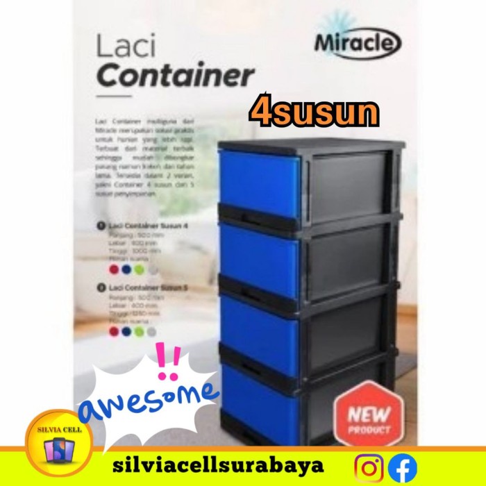 Terlaris Miracle Laci Container Ssn4 Lemari Laci Susun 4