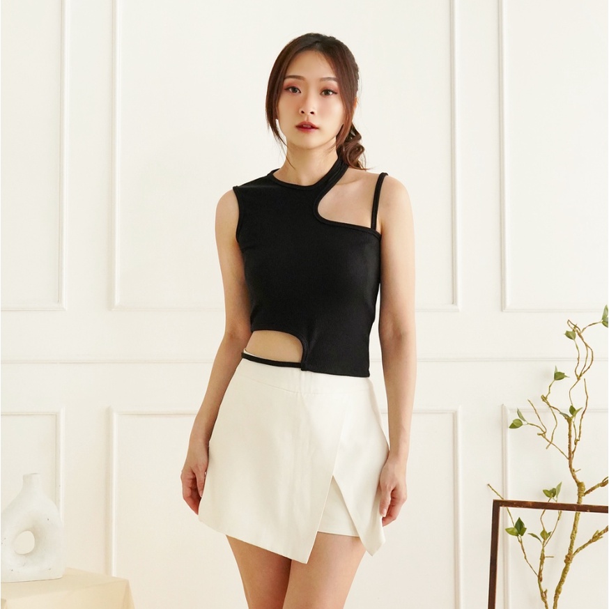 CAVALU Korean Knit Tank Top Crop Top Rajut High Neck Top Korea Baju Atasan Wanita 215