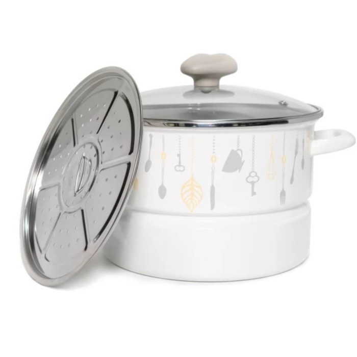 Panci Steamer Teflon 2 Susun Listrik Termurah Tahan Lama Tutup Kaca B0U6 Awet Terbalik Terbaik 2 Tin