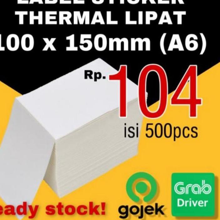 

Original KERTAS STICKER LABEL THERMAL LIPAT 100x150 BARCODE A6 gas !!
