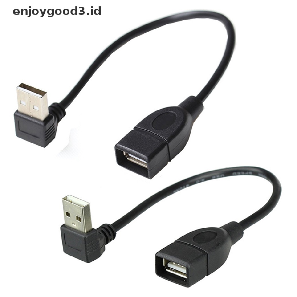 【 Rready Stock 】 90 Degree Up &amp; Down &amp; Left &amp; Right Angled USB 2.0 Type A Male to Female Expansion Cable Adapter for PC Computer （ ID ）