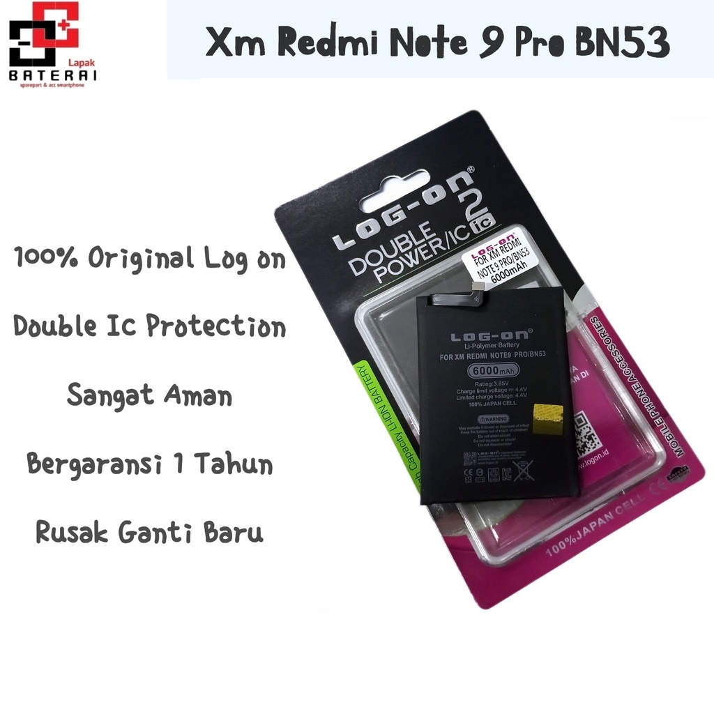 Log on - BN53 Redmi Note 9 PRO / Redmi Note 10 Pro Double IC Battery Baterai Batre