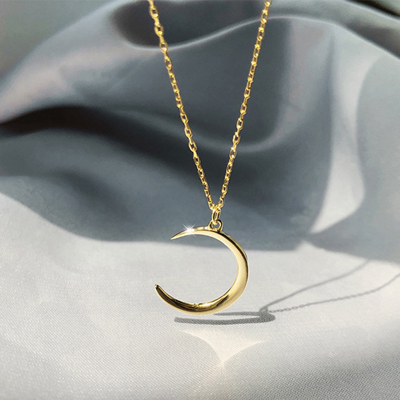 Fashion Alloy Kalung Liontin Bulan Sederhana Temperamen Sabit Klavikula Rantai Liontin Kalung Untuk Perhiasan Wanita